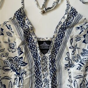 Angie Women's Blue and White Floral Mini Dress